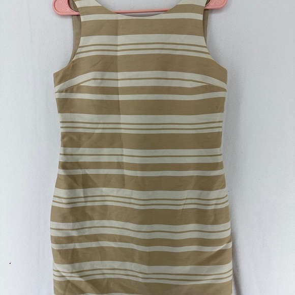 Banana Republic Striped Sleeveless Dress Size 4 White Beige - Picture 3 of 12